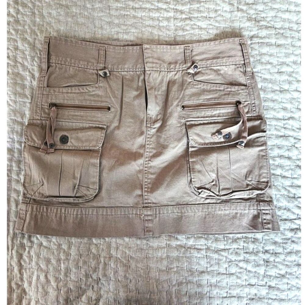 Women's Calvin Klein Sz 8 Khaki Skirt Vintage Y2K Utility Cargo 100% Cotton